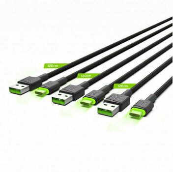 Kabel USB Green Cell KABGCSET02 Set 3x GC Ray USB-C 120cm Czarny 120 cm Kabel USB - 2