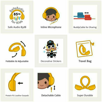 Headphones for children BuddyPhones Explore+ Yellow - 8