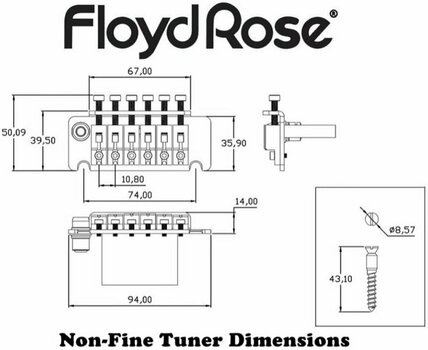 Tremolo Floyd Rose FRTNFTB Non-Fine Tuner System Tremolo Negru satinat - 2