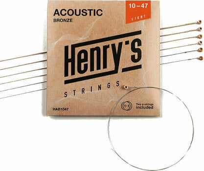 Struny do gitary akustycznej Henry's Bronze 10-47 - 3