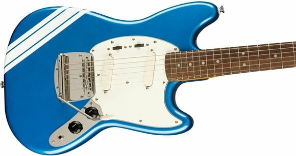 Electric guitar Fender Squier FSR 60s Competition Mustang Classic Vibe 60s LRL Lake Placid Blue-Olympic White Stripes - 3