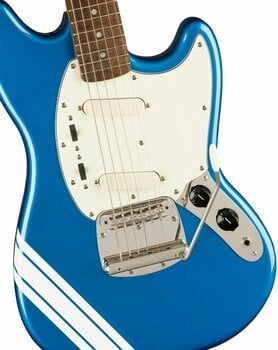 Guitare électrique Fender Squier FSR 60s Competition Mustang Classic Vibe 60s LRL Lake Placid Blue-Olympic White Stripes - 4