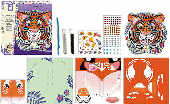 Art și set creativ Janod Decor cap de tigru Set decor cu sclipici și paiete - 3