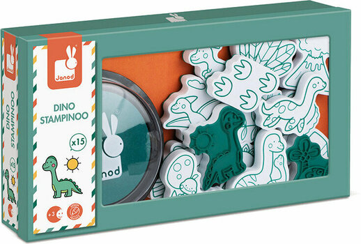 Frimærke til børn Janod J07796 Stamps for Kids Dinosaur - 5