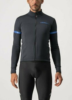 Mez kerékpározáshoz Castelli Fondo 2 Jersey Full Zip Dzsörzi Light Black/Blue Reflex S - 2
