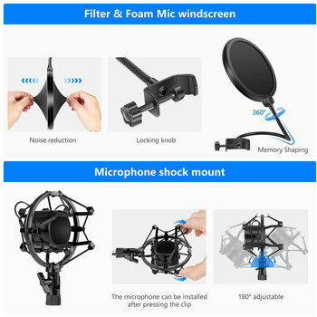 Microfono a Condensatore da Studio Neewer NW-700 6in1 Microfono a Condensatore da Studio - 4