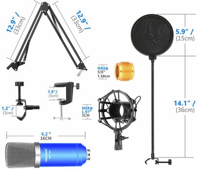 Studio Condenser Microphone Neewer NW-7000 USB 6in1 Studio Condenser Microphone - 2