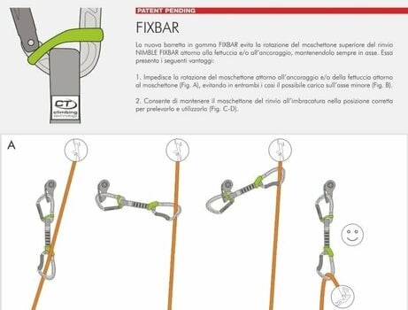 Karabiner Climbing Technology Nimble Fixbar NY Quickdraw Green/Orange Solid Straight/Solid Bent Gate 12.0 - 3