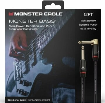 Câble pour instrument Monster Cable Prolink Bass 12FT Instrument Cable Noir 3,6 m Angle - Droit - 2
