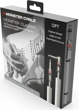 Instrumentenkabel Monster Cable Prolink Classic 12FT Coiled Instrument Cable Weiß 3,5 m  Winkelklinke - Gerade Klinke  - 5