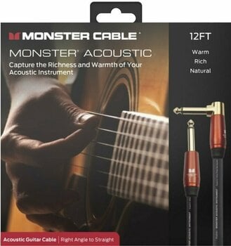 Hangszerkábel Monster Cable Prolink Acoustic 12FT Instrument Cable Fekete 3,6 m Pipa - Egyenes  - 2