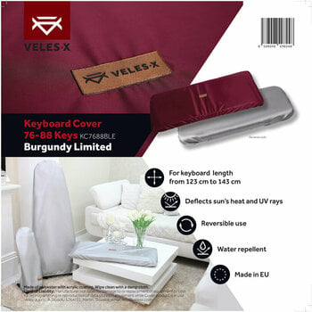 Stoffen keyboardcover Veles-X Keyboard Cover 61 Burgundy Limited 89 - 123cm - 6