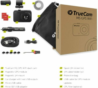 Autocamera TrueCam M5 GPS WiFi with Speed Camera Alert Zwart Autocamera (Zo goed als nieuw) - 7