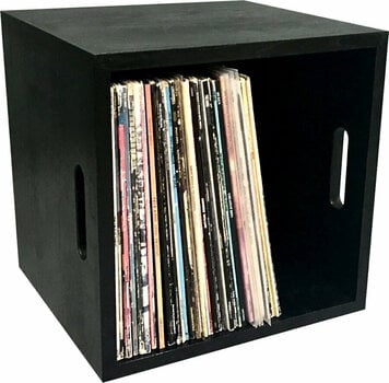 Caixa de discos de vinil Music Box Designs "Black Magic" India Ink Colored Oak 12 inch Vinyl Storage Box Caixa Caixa de discos de vinil - 2
