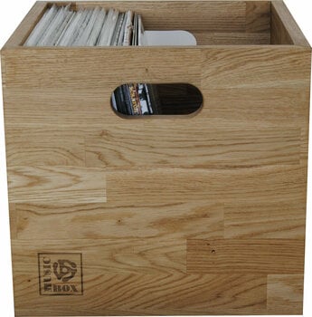 Caixa de discos de vinil Music Box Designs Oiled Oak 12 Inch Vinyl Record Storage Box Caixa Caixa de discos de vinil - 3