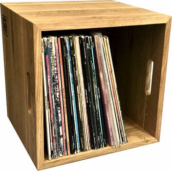 Caixa de discos de vinil Music Box Designs Oiled Oak 12 Inch Vinyl Record Storage Box Caixa Caixa de discos de vinil - 2