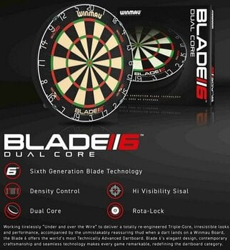 Dartbord Winmau Blade 6 Dual Core Zwart Dartbord - 5