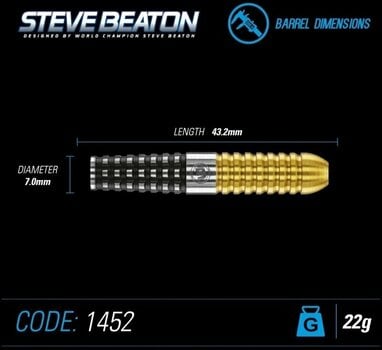 Dart-tikka Winmau Steve Beaton Tungsten 90% Steeltip 22 g Dart-tikka - 5