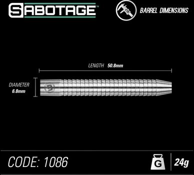 Dart-tikka Winmau Sabotage Tungsten 90% Steeltip 24 g Dart-tikka - 5