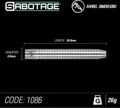 Dart-tikka Winmau Sabotage Tungsten 90% Steeltip 26 g Dart-tikka - 6