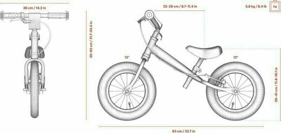 Bicicleta de equilibrio Yedoo OneToo 12" Mint Bicicleta de equilibrio - 11