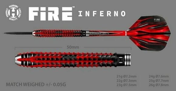 Šípky Harrows Fire Inferno Tungsten 90% Steeltip 21 g Šípky - 3
