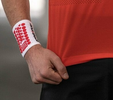Běžecké návleky na ruce Compressport Sweatbands 3D.Dots White/Red UNI Běžecké návleky na ruce - 3