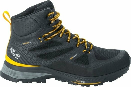 Mens Outdoor Shoes Jack Wolfskin Force Striker Texapore Mid Black/Burly Yellow XT 44 Mens Outdoor Shoes - 2