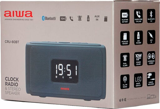 Radio alarm clock
 Aiwa CRU-80BT Grey (Just unboxed) - 9