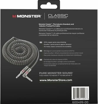 Kabel instrumentalny Monster Cable Prolink Classic 21FT Coiled Instrument Cable Czarny 6,5 m Kątowy - Prosty  - 5
