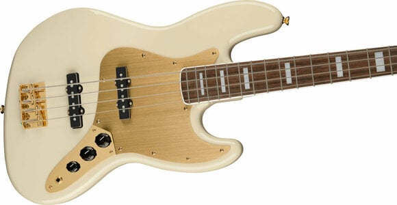Bajo de 4 cuerdas Fender Squier 40th Anniversary Jazz Bass Gold Edition LRL Olympic White Bajo de 4 cuerdas - 4