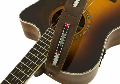 Leather guitar strap Fender Paramount Acoustic Leather Strap Leather guitar strap Brown - 5