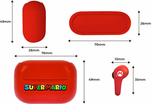 Slúchadlá pre deti OTL Technologies Super Mario Red - 7