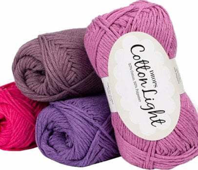 Knitting Yarn Drops Cotton Light Uni Colour 24 Grape - 3