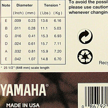 Struny pre elektrickú gitaru Yamaha EN09 - 2