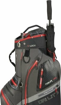 Golf Bag Big Max Dri Lite V-4 Cart Bag Charcoal/Black/Red Golf Bag - 7
