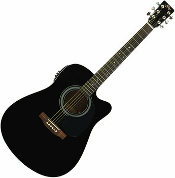 Dreadnought elektro-akoestische gitaar SX MD160-CE Black - 1