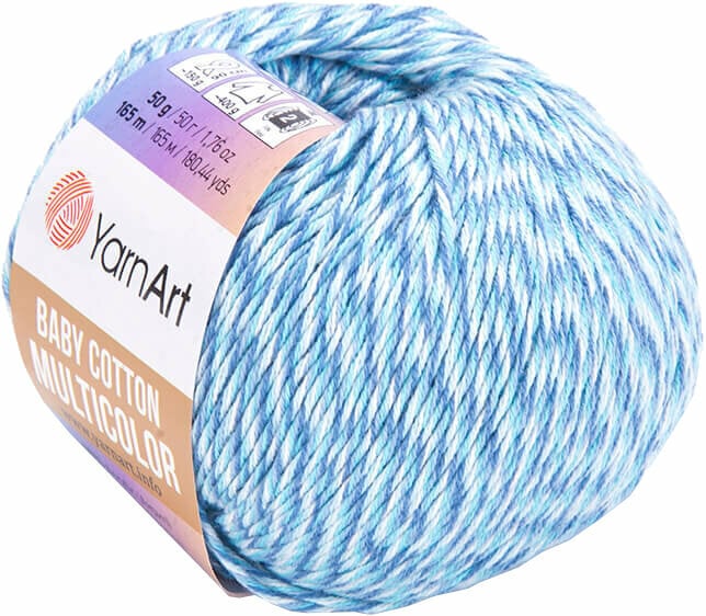 Pletací příze Yarn Art Baby Cotton Multicolor 5201 Blue White Pletací příze