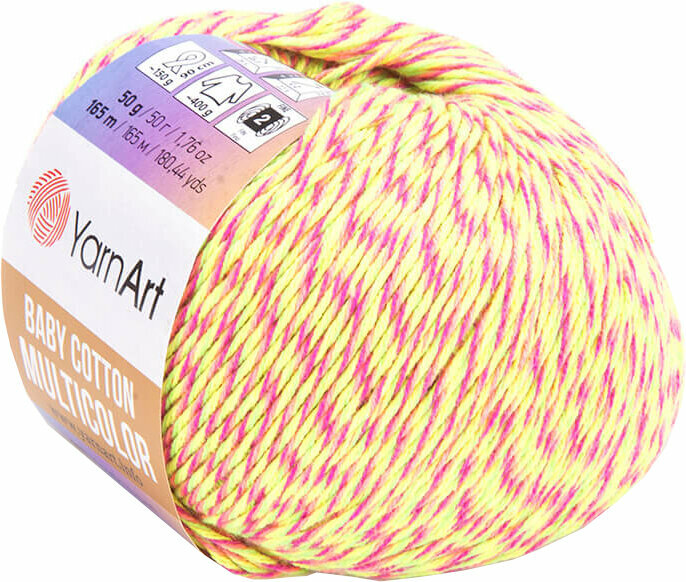 Hilo de tejer Yarn Art Baby Cotton Multicolor 5215 Pink Green Hilo de tejer