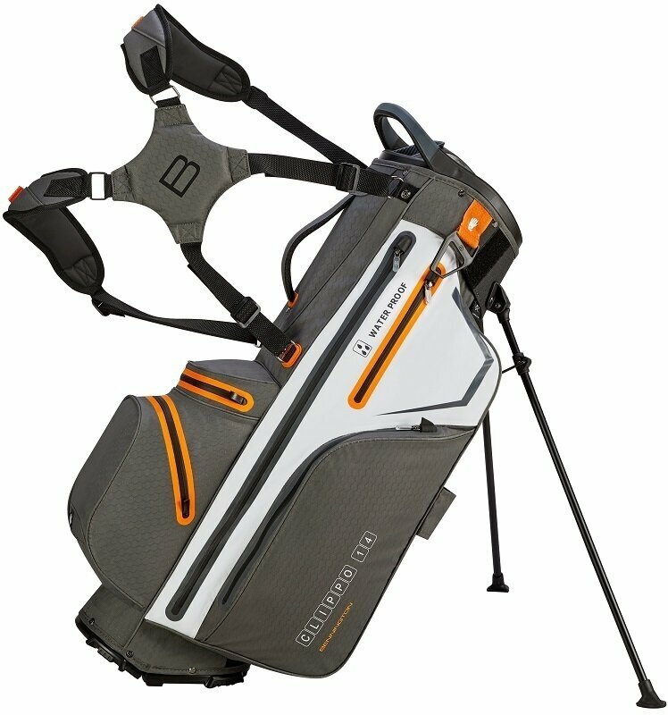 Golfbag Bennington Clippo 14 Water Resistant Canon Grey/White/Orange Golfbag