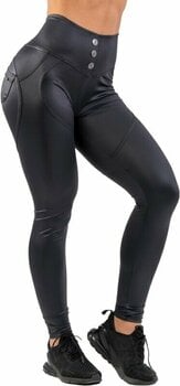 Calças de fitness Nebbia High Waist Glossy Look Bubble Butt Pants Volcanic Black M Calças de fitness - 1