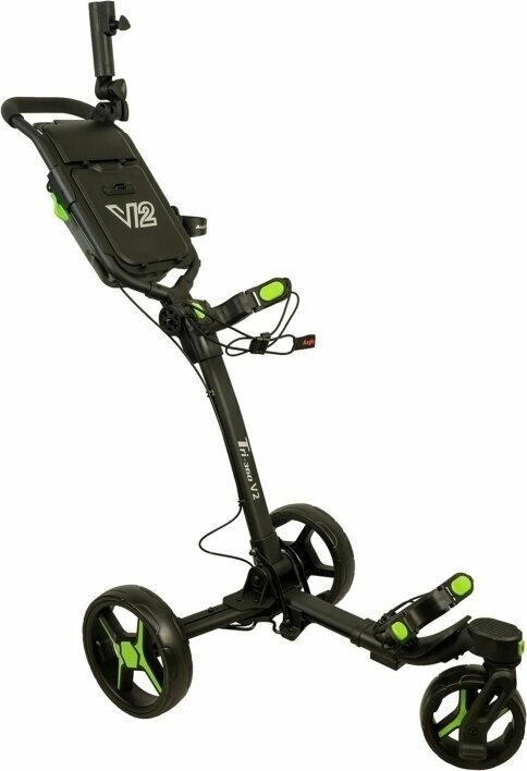 Ročni voziček za golf Axglo Tri-360 V2 3-Wheel SET Black/Green Ročni voziček za golf