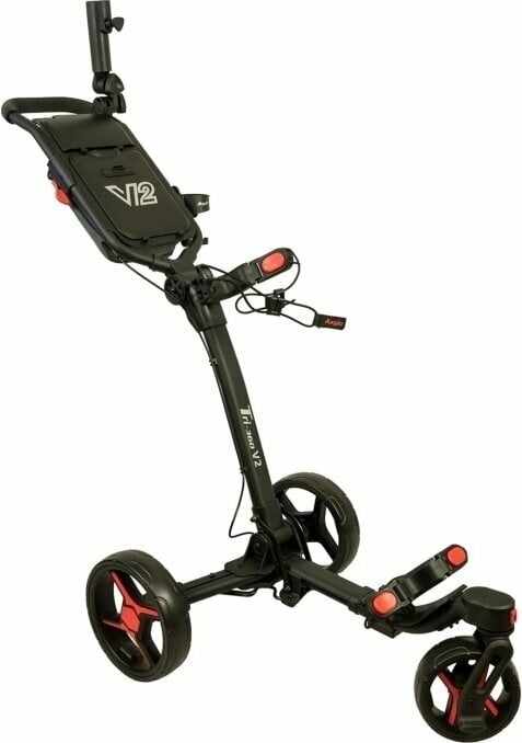 Manuální golfové vozíky Axglo Tri-360 V2 3-Wheel SET Black/Red Manuální golfové vozíky