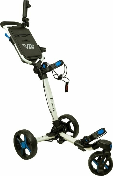 Manuální golfové vozíky Axglo Tri-360 V2 3-Wheel SET White/Blue Manuální golfové vozíky