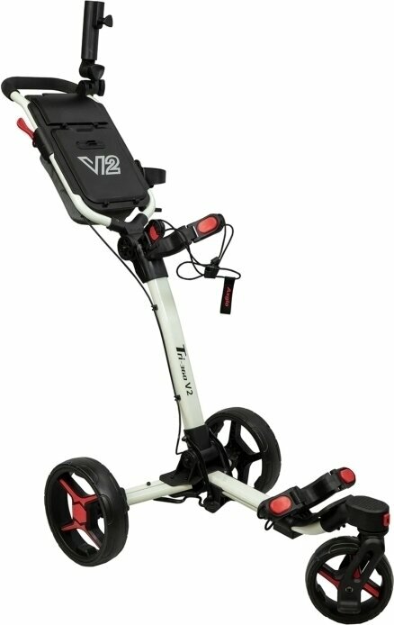 Manuální golfové vozíky Axglo Tri-360 V2 3-Wheel SET White/Red Manuální golfové vozíky