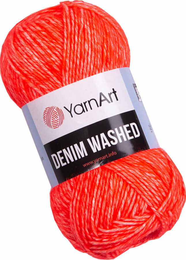 Fios para tricotar Yarn Art Denim Washed 913 Neon Orange Fios para tricotar