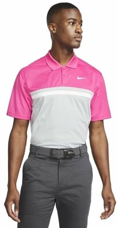 Camisa pólo Nike Dri-Fit Victory Active Pink/Light Grey/White 2XL Camisa pólo