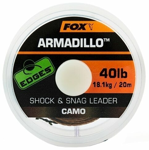 Vlasec, šnúra Fox Edges Armadillo Shock and Snag Leader Camo 40 lbs-18,1 kg 20 m Šnúra