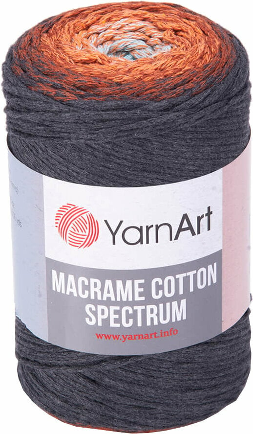 Cable Yarn Art Macrame Cotton Spectrum 1307 Terracotta Grey Cable