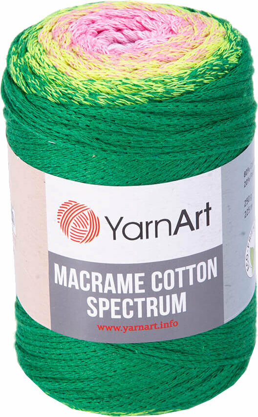 Cord Yarn Art Macrame Cotton Spectrum 1309 Pink Green Cord